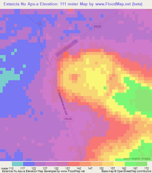 Estancia Nu Apu-a,Paraguay Elevation Map