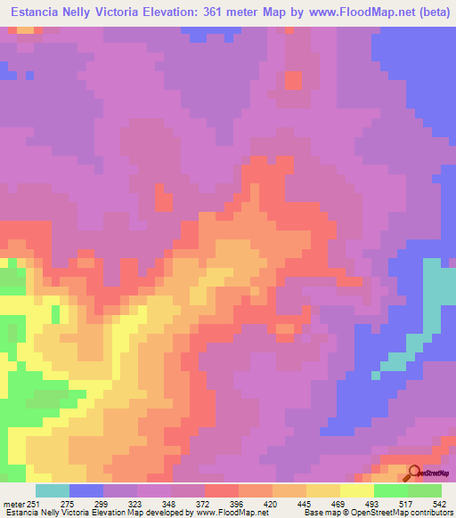 Estancia Nelly Victoria,Paraguay Elevation Map