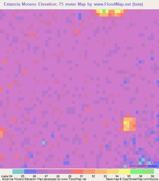 Estancia Moreno,Paraguay Elevation Map
