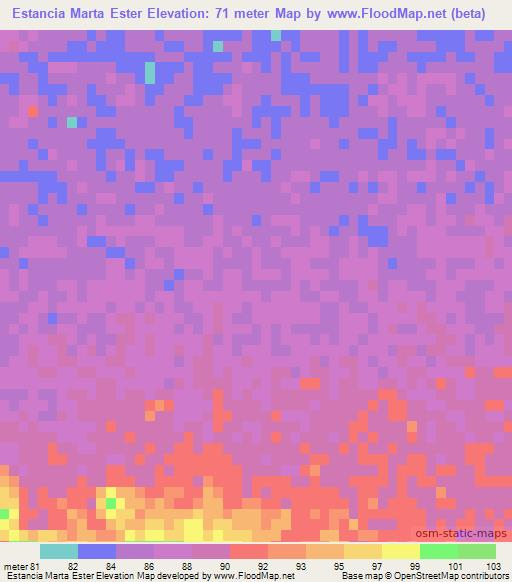 Estancia Marta Ester,Paraguay Elevation Map