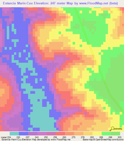 Estancia Marin-Cuu,Paraguay Elevation Map