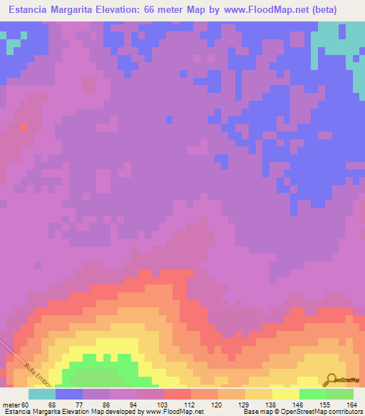 Estancia Margarita,Paraguay Elevation Map