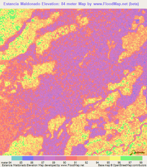 Estancia Maldonado,Paraguay Elevation Map