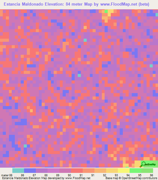 Estancia Maldonado,Paraguay Elevation Map