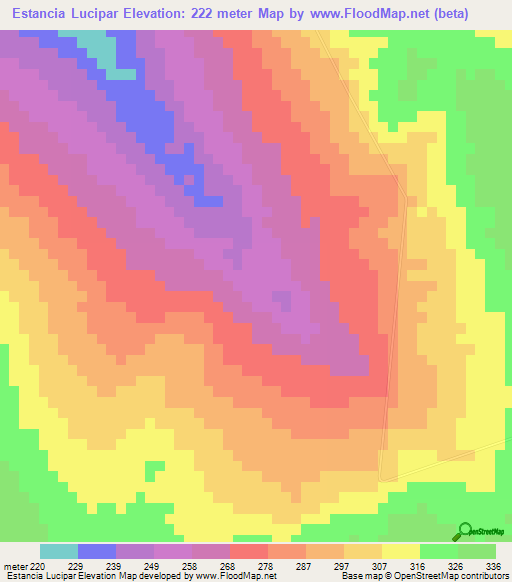 Estancia Lucipar,Paraguay Elevation Map