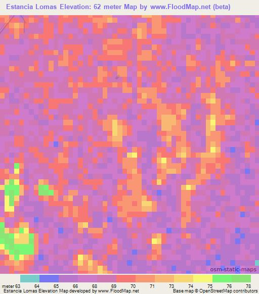 Estancia Lomas,Paraguay Elevation Map