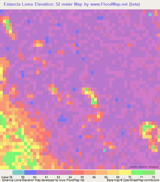 Estancia Loma,Paraguay Elevation Map