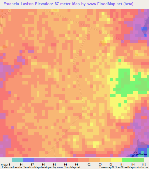 Estancia Lavista,Paraguay Elevation Map