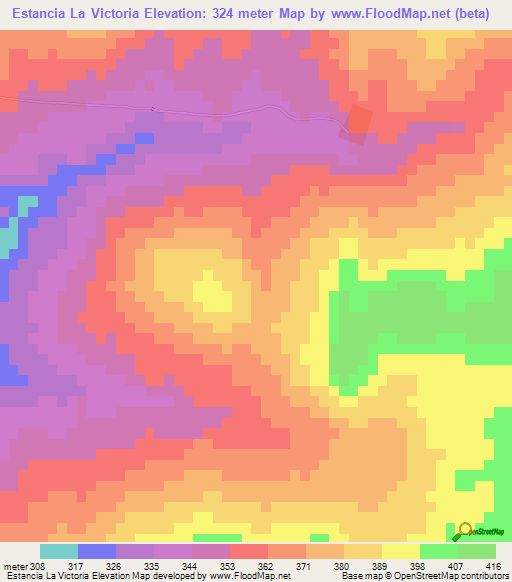 Estancia La Victoria,Paraguay Elevation Map