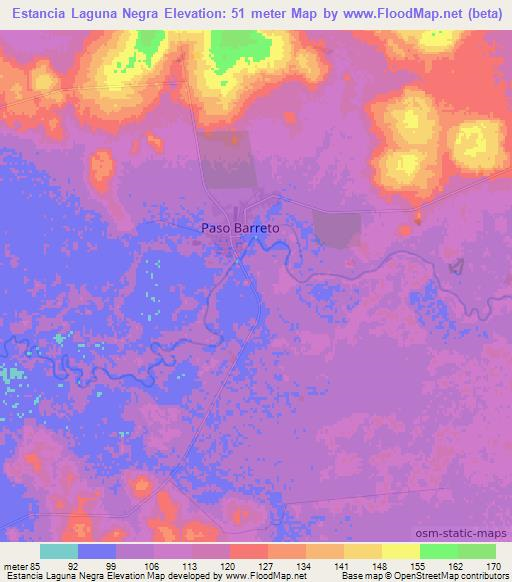 Estancia Laguna Negra,Paraguay Elevation Map