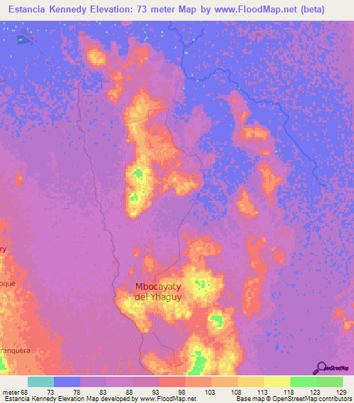 Estancia Kennedy,Paraguay Elevation Map