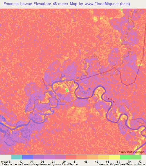 Estancia Ita-cue,Paraguay Elevation Map