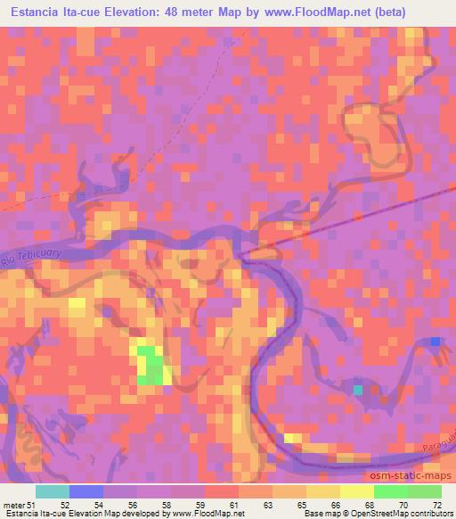 Estancia Ita-cue,Paraguay Elevation Map
