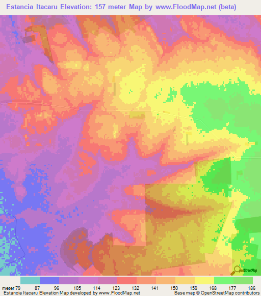 Estancia Itacaru,Paraguay Elevation Map