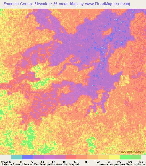 Estancia Gomez,Paraguay Elevation Map