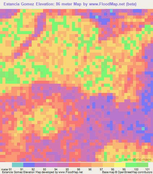 Estancia Gomez,Paraguay Elevation Map