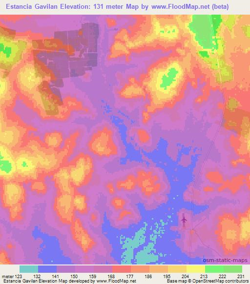 Estancia Gavilan,Paraguay Elevation Map