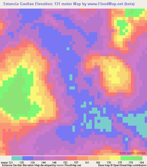 Estancia Gavilan,Paraguay Elevation Map