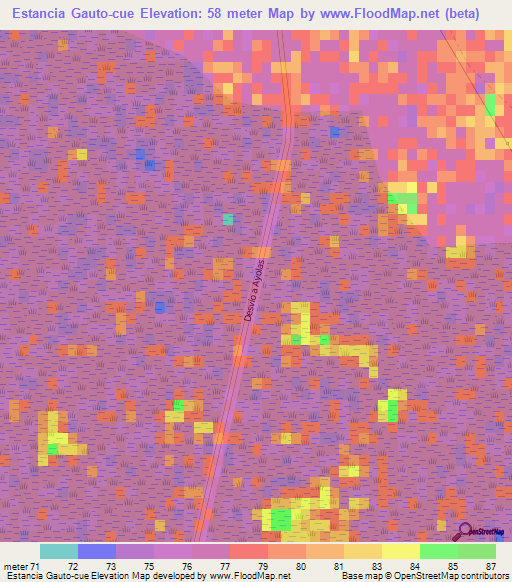 Estancia Gauto-cue,Paraguay Elevation Map