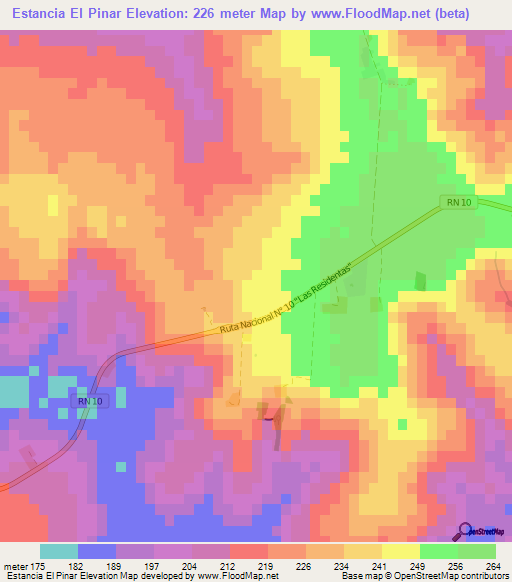Estancia El Pinar,Paraguay Elevation Map