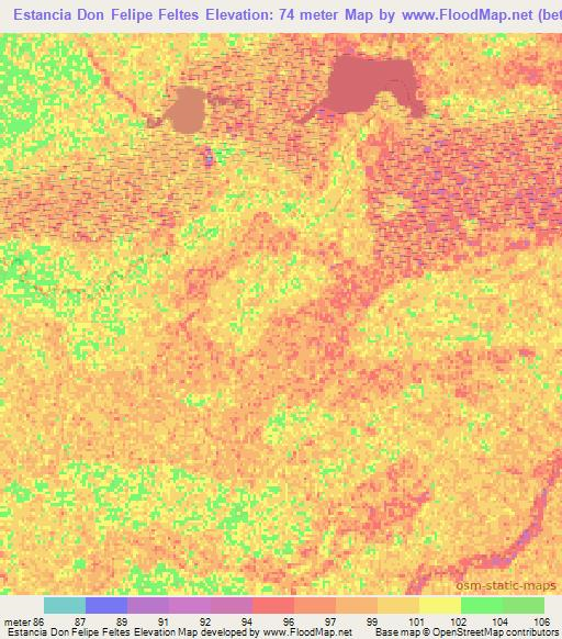 Estancia Don Felipe Feltes,Paraguay Elevation Map