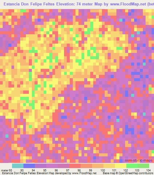 Estancia Don Felipe Feltes,Paraguay Elevation Map