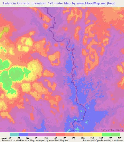 Estancia Corralito,Paraguay Elevation Map