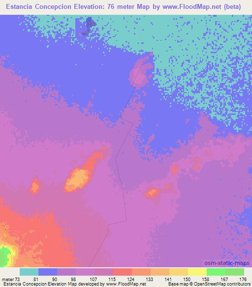 Estancia Concepcion,Paraguay Elevation Map