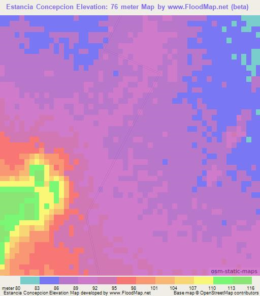 Estancia Concepcion,Paraguay Elevation Map