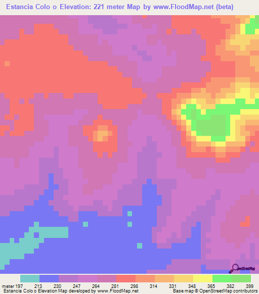 Estancia Colo o,Paraguay Elevation Map