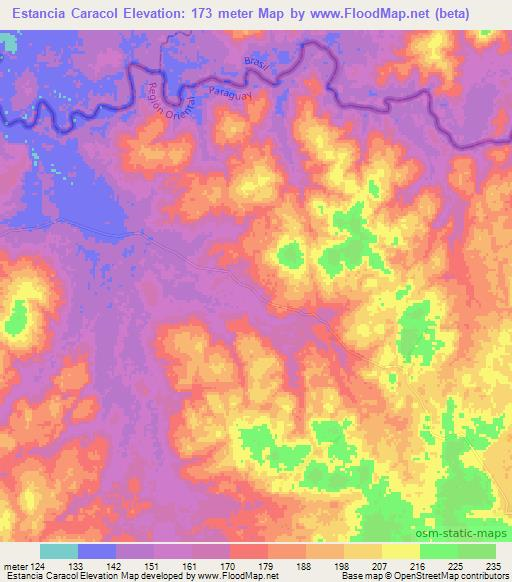 Estancia Caracol,Paraguay Elevation Map