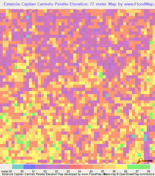 Estancia Capitan Carmelo Peralta,Paraguay Elevation Map