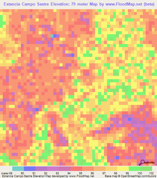 Estancia Campo Sastre,Paraguay Elevation Map