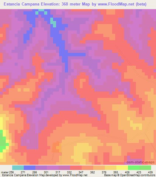 Estancia Campana,Paraguay Elevation Map