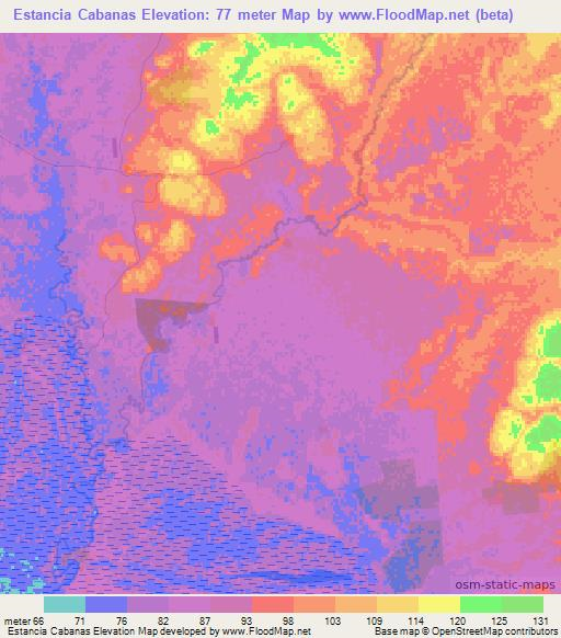 Estancia Cabanas,Paraguay Elevation Map