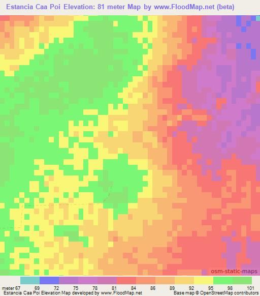 Estancia Caa Poi,Paraguay Elevation Map