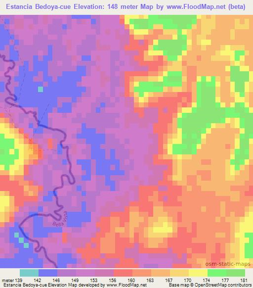 Estancia Bedoya-cue,Paraguay Elevation Map