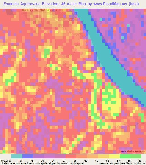Estancia Aquino-cue,Paraguay Elevation Map