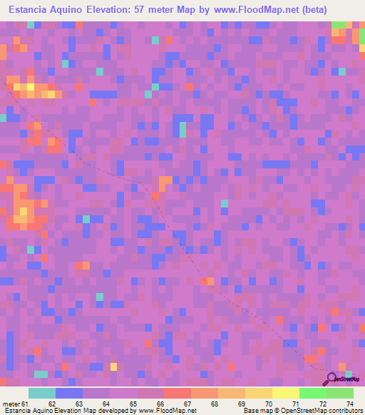 Estancia Aquino,Paraguay Elevation Map