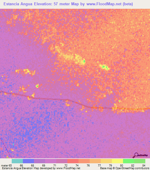 Estancia Angua,Paraguay Elevation Map
