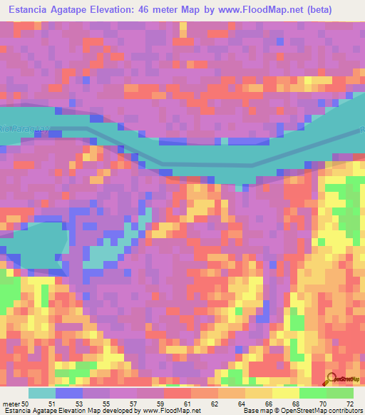 Estancia Agatape,Paraguay Elevation Map