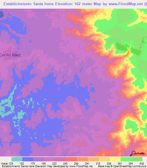 Establicimiento Santa Irene,Paraguay Elevation Map