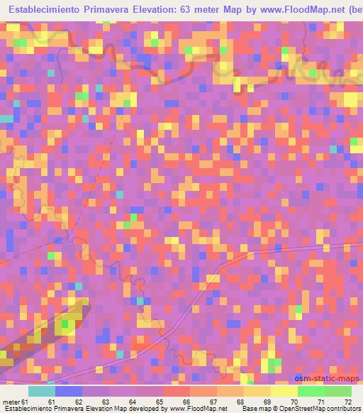 Establecimiento Primavera,Paraguay Elevation Map