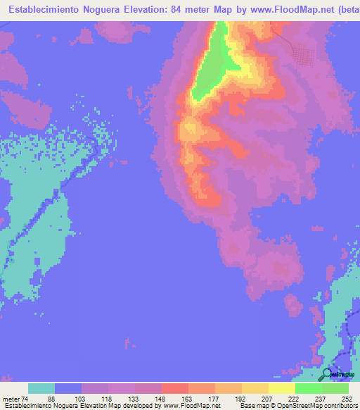 Establecimiento Noguera,Paraguay Elevation Map