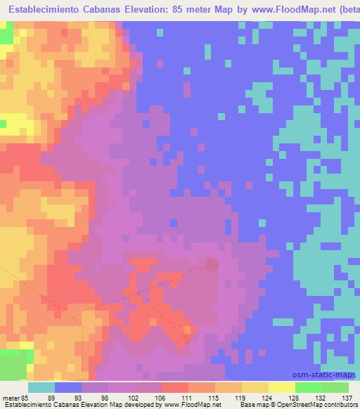 Establecimiento Cabanas,Paraguay Elevation Map