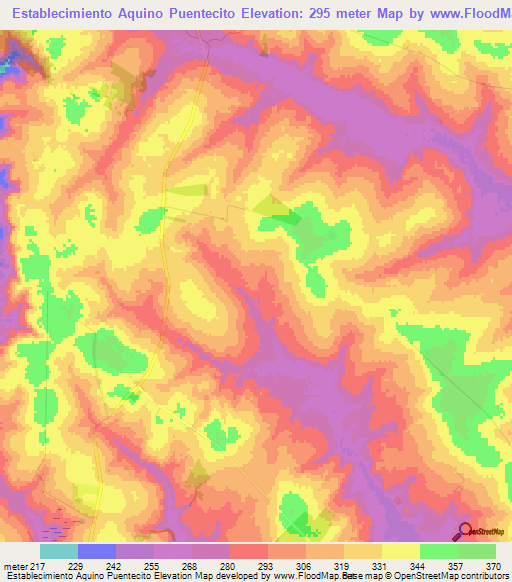 Establecimiento Aquino Puentecito,Paraguay Elevation Map