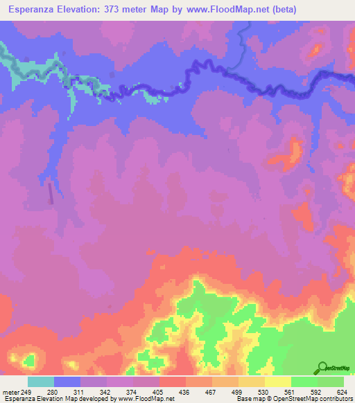 Esperanza,Paraguay Elevation Map