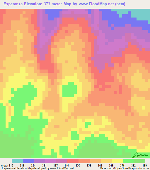 Esperanza,Paraguay Elevation Map