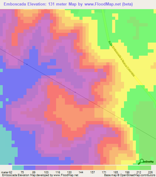 Emboscada,Paraguay Elevation Map