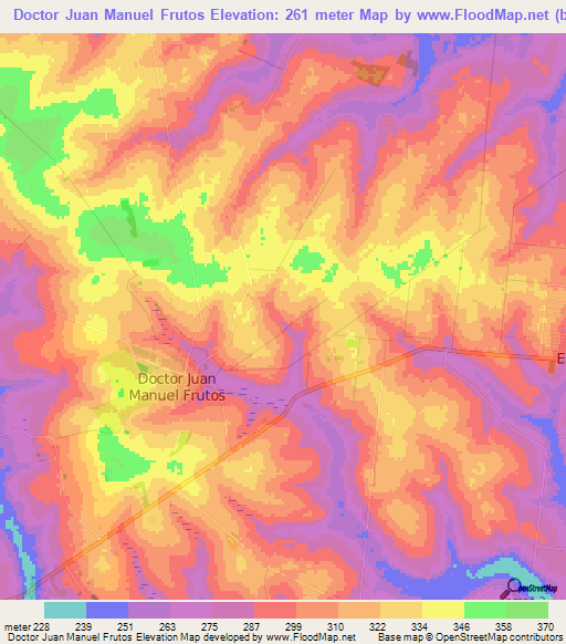 Doctor Juan Manuel Frutos,Paraguay Elevation Map